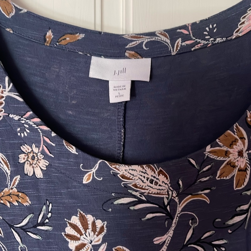 J Jill Dress, size L petite, blue floral print